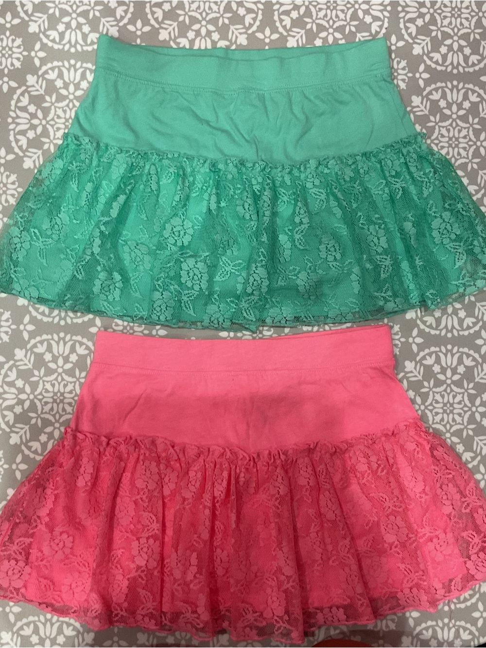 Basic Editions Girls 2-Pack Ruffle Skorts Size L (10/12) Turquoise & Pink